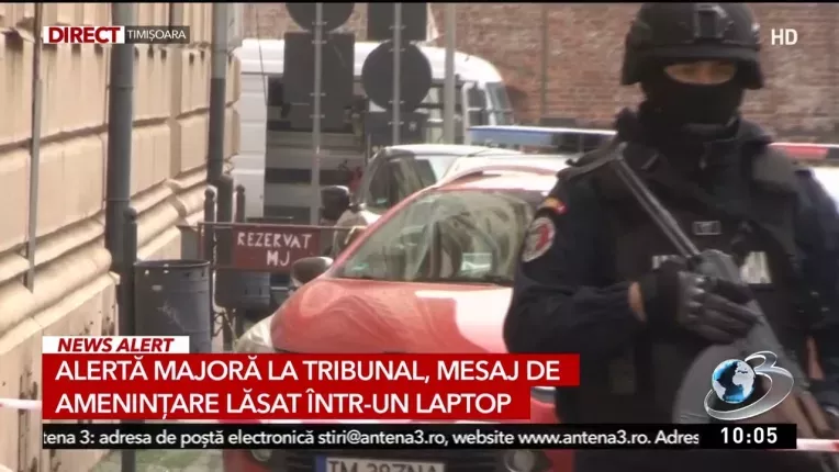 Alerta majora la tribunalul din Timisoara. Mesaj de amenintare lasat intr-un laptop