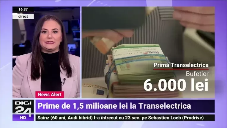 Prime de zeci de mii de lei pentru angajatii Transelectrica: Un sofer a primit 10.000 de lei