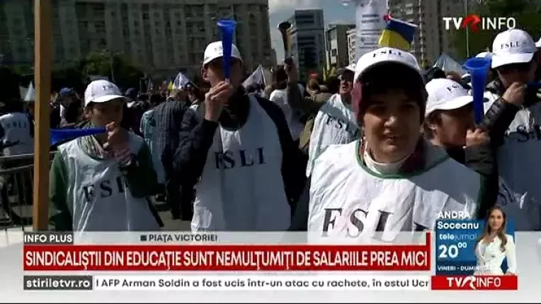 Sindicatele din Educatie protesteaza in Piata Victoriei
